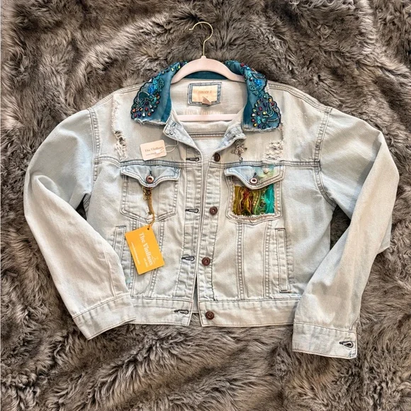 Custom Denim Jacket Design with Peacock Embroidered Back - Picture 2 of 4